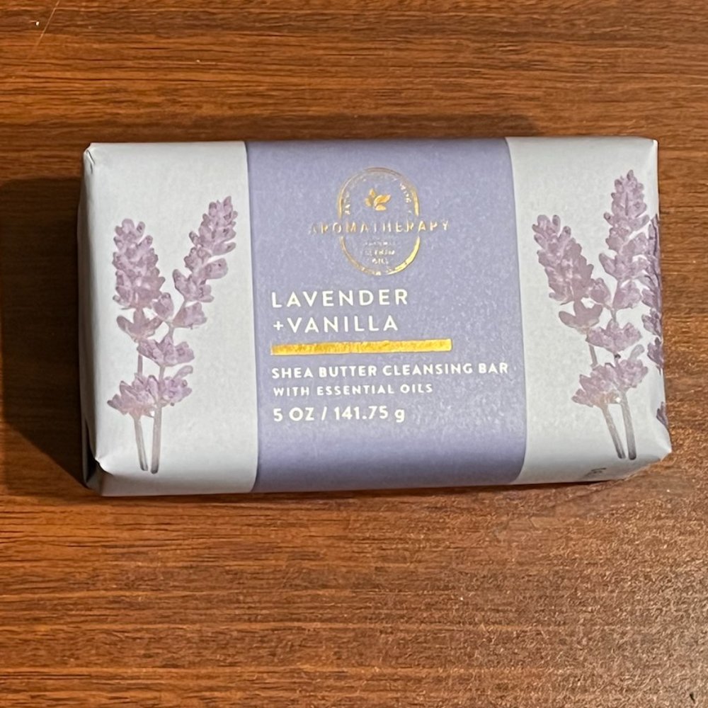 New BBW Aromatherapy Lavender + Vanilla Shea Butter Cleansing Bar of Soap